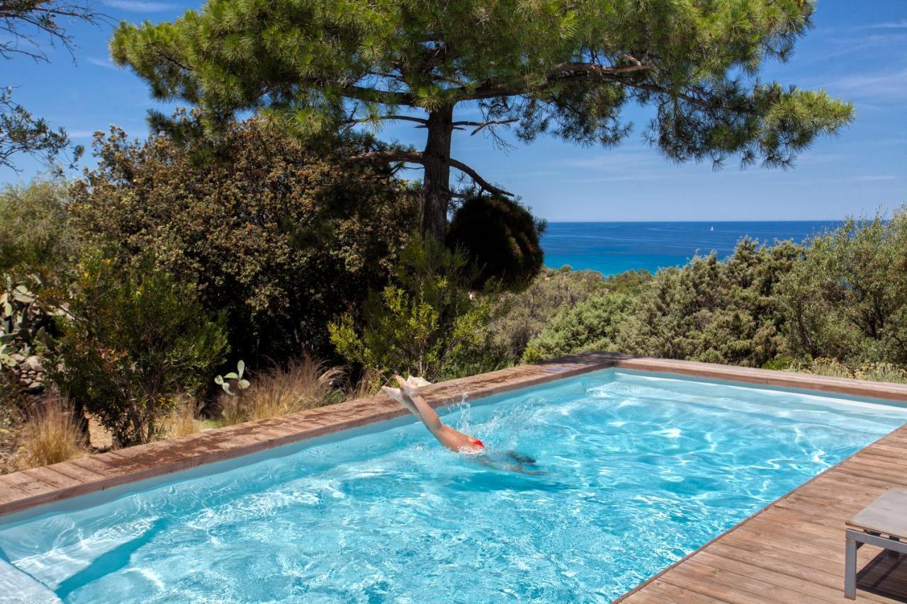 Villa bodri, maison en pierre avec vue mer et piscine chauffée LʼÎle-Rousse Exterior foto
