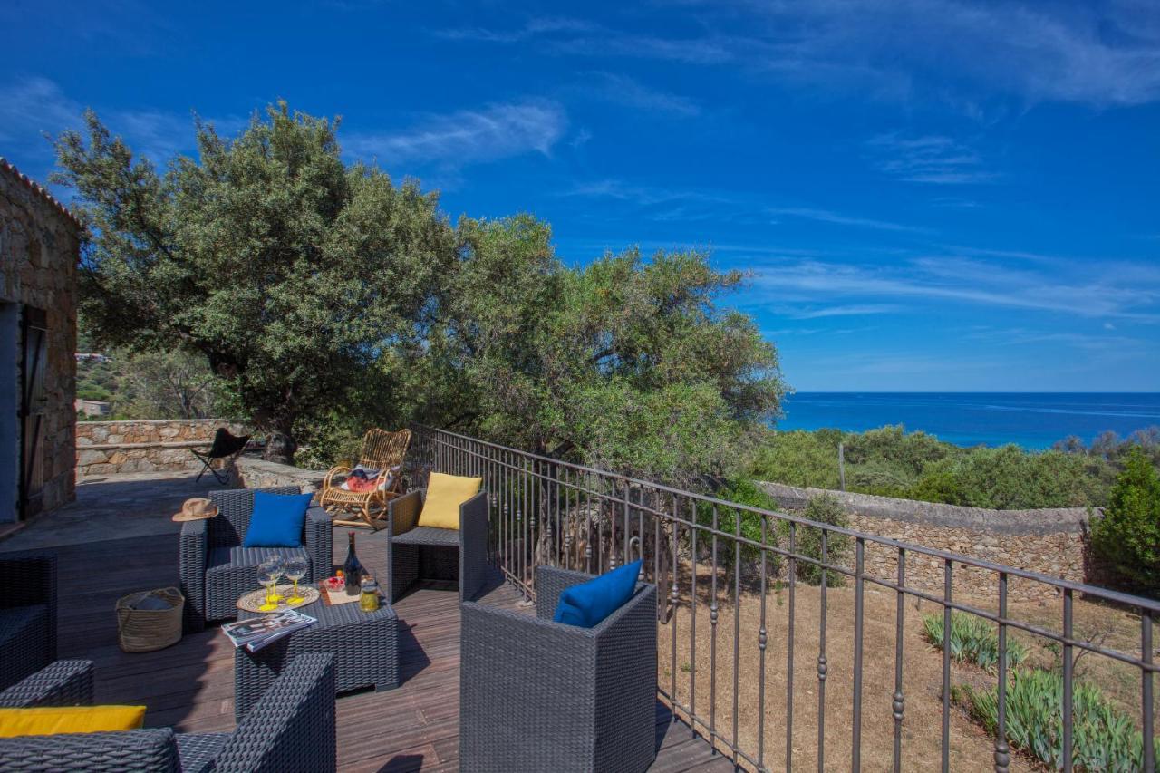 Villa bodri, maison en pierre avec vue mer et piscine chauffée LʼÎle-Rousse Exterior foto